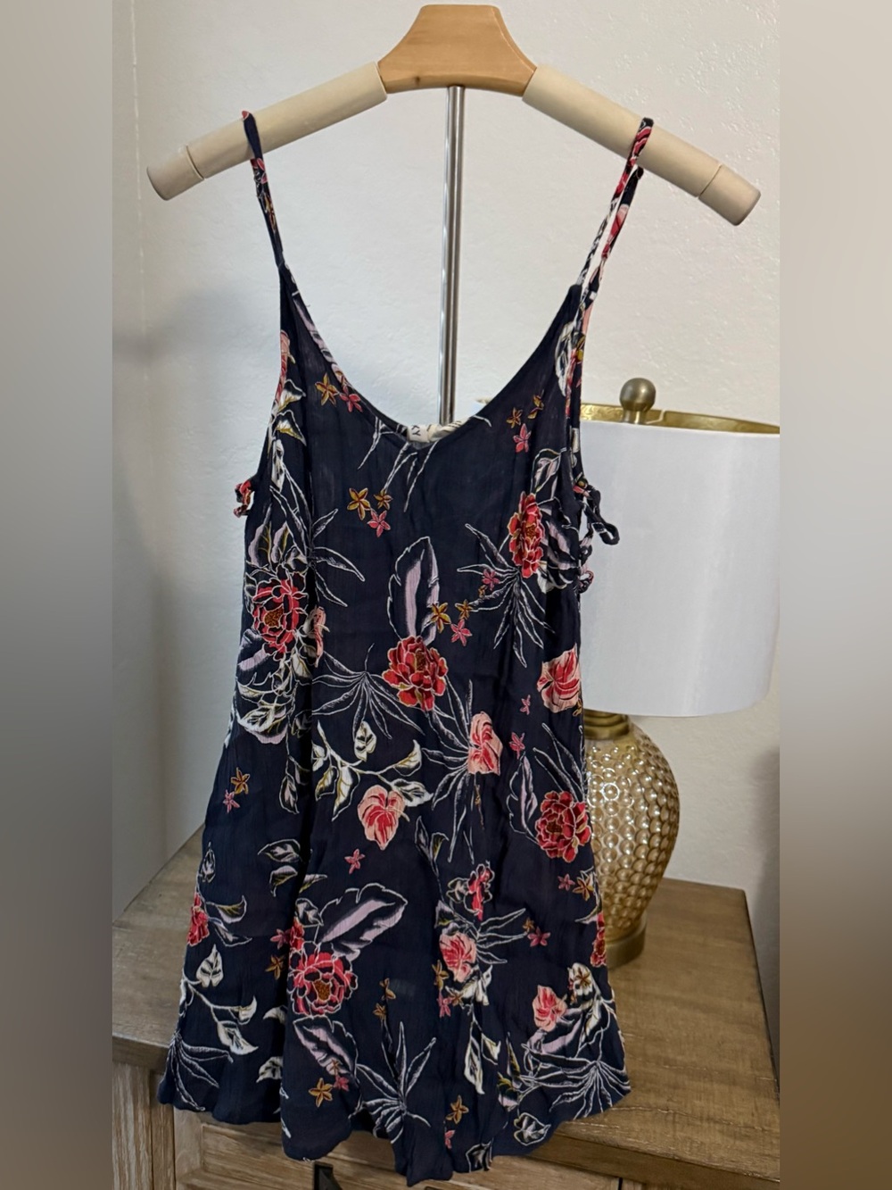 5 for $20 Deal- Roxy Navy Floral Spaghetti Strap Swimsuit Cover Dress- XS